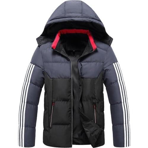 New Autumn Winter Light Down Splicing Jacket Mens Fashion Hooded Short Large Ultra-thin Lightweight Youth Slim Coat
