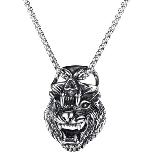 Cyue European Fashion Punk Retro Skull Charm Pendant Stainless Steel Necklace Chain For Girl Boy Unisex Jewelry Gift