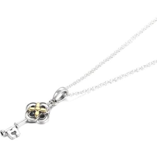 S925 Necklace For Women Two-tone Flower Necklace Girl Fashhion Choker fit Lady Jewelry