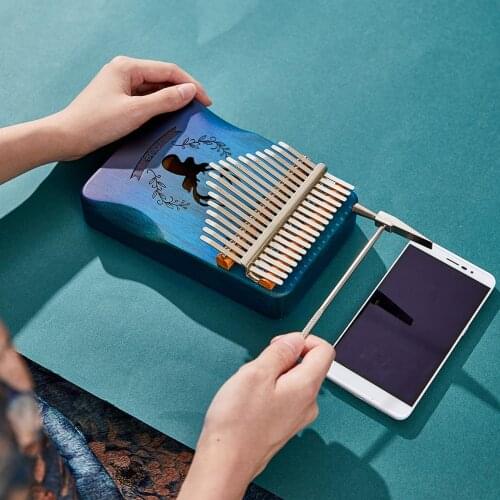 Thumb Finger Piano Kalimba with Tuning Hammer Deer 17 Keys Acacia Wooden Sticker for Music Lovers Playing Accessories
