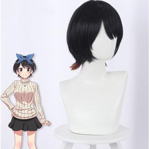 Sarashina Ruka Cosplay Wig Anime Rent a Girlfriend Black Brown Short Heat Resistant Synthetic Hair Carnival Halloween Party Wigs