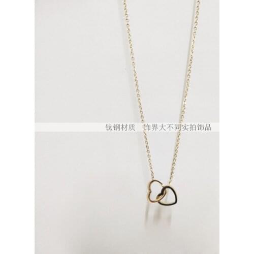 Gold Plating Korean Heart Pendant Necklace Woman Sweet Elegant Romantic Engagement Wedding Classic Jewelry Gift