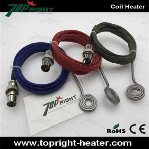 ID 9mm OD26mm 110v 100w flat coil heater with 1.2meter kevlar sleeve and connector