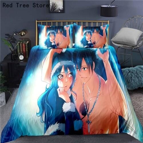 FAIRY TAIL Anime Bedding Set Cartoon 3d Printed Duvet Cover and Pillowcase Children Bed Linen Custom Bedclothes 2/3 PCS Bed Sets