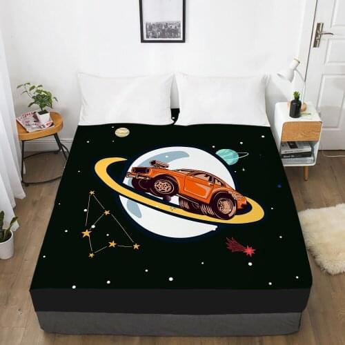 Car Cartoon Kids Elastic fitted sheet bed sheet With An Elastic Band 150x200 Mattress Cover Bed cover for children baby black