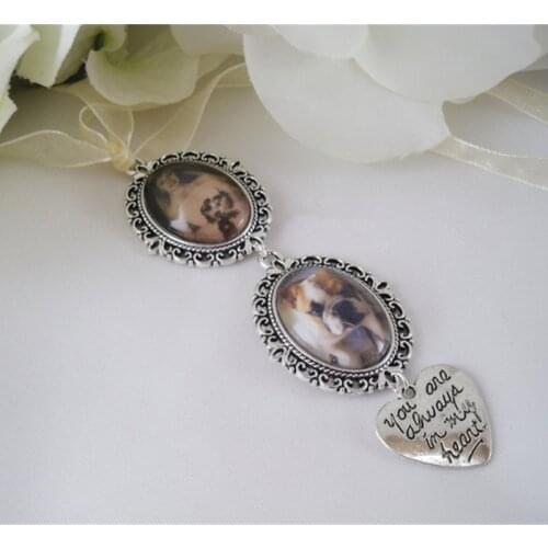 Bridal Bouquet Charm, Memorial Photo Charm, Oval Pendant, Custom Photo & Wording, 1 to 5 charms, wedding shower favors gift idea