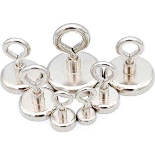 Strong Neodymium Magnet Salvage Magnet Deep Sea Fishing Magnets Holder Pulling Mounting Pot with Ring Eyebolt
