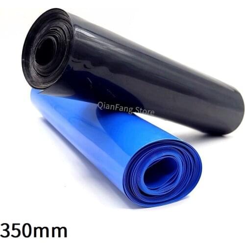 PVC Heat Shrink Tube 350mm Width Blue Black Shrinkable Cable Sleeve Sheath Pack Cover for 18650 Lithium Battery Film Wrap