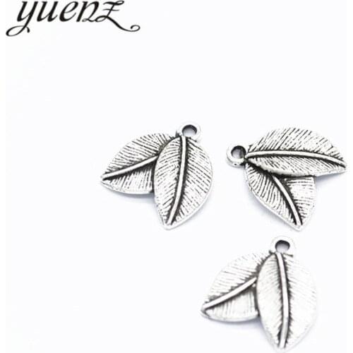 YuenZ 20 pcs Antique silver color tree leaf charms metal pendant for jewelry making 17*15mm Q357