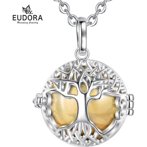 Eudora 20mm Harmony Bola Ball Tree of life Cage Pendant DIY Charm Necklace fit Colorful Chime Ball Jewelry For Women K363