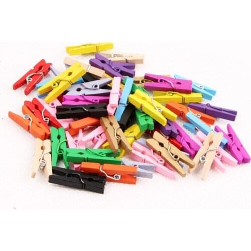 100Pcs Cute Mini Wooden Clips 2.5CM Color Party Decoration DIY Craft Arts Pegs Lovely Small Spring Clamps Memo Paper Photo Clips