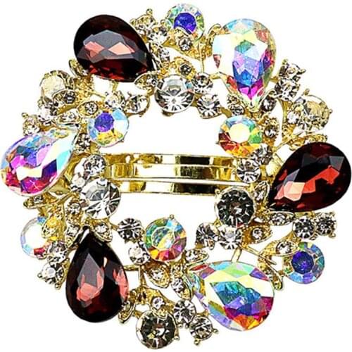 Cute Female Rainbow Crystal Hair Clips For Women Classic Hollow Round Hairpin Trendy Geometry Hair Accessories For Women