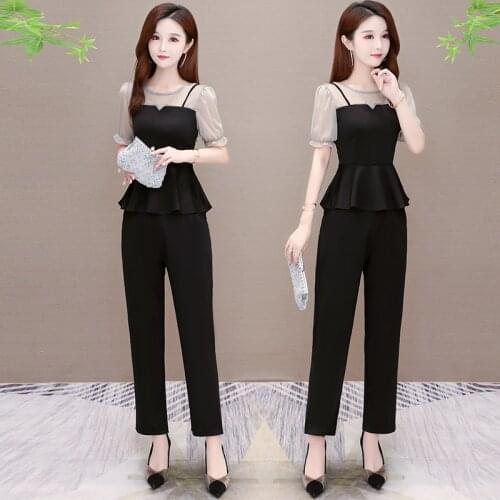 Summer 2020 New sets for women Fashion Casual Two-piece Set Female Short sleeve trousers suit spring Office Lady Outfits Uniform
