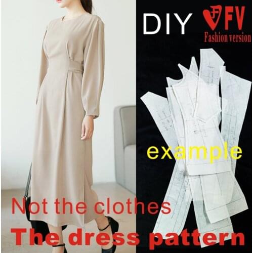 Skirt Pattern Ladies Falling Shoulder Lantern Sleeve Dress Clothing Design Cutting Sewing Drawing BLQ-344