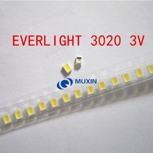 1000pcs/LOT EVERLIGHT LED Backlight 0.5W 3V 3020 3021 3022 Cool white LCD Backlight for TV TV Application