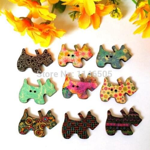 120pcs bulk wooden buttons burlywood Dog shapes flatback scrapbook button for craft sewing scrapbooking accessories botoes