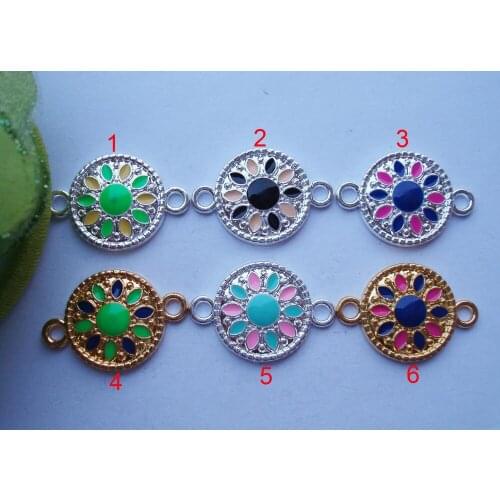 15mm mix 12pcs alloy enamel sunflower beads for bracelet and necklace pendants designer,loose charm bead pendants flower jewelry