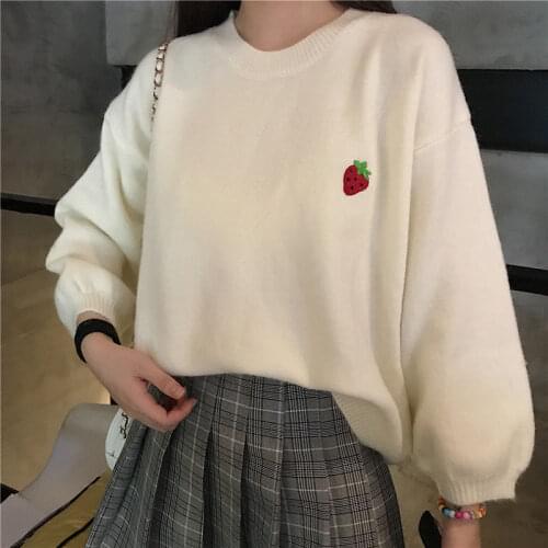 2021 Embroidery Candy Color Sweater Women New Clothes Loose Winter Autumn Pullover Sweaters Korean Style Female Streetwear