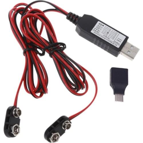 2in1 Type C USB Mains Convert to Dual 6F22 9V Battery Eliminator Can Replace 2pcs 9V Battery USB Power Supply Cable
