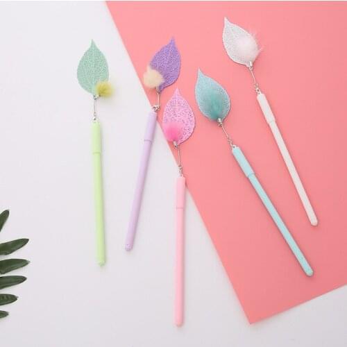 36PCS Colorful Fox Leaves Pendant Gel Pen Student Stationery Kawaii School Supplies