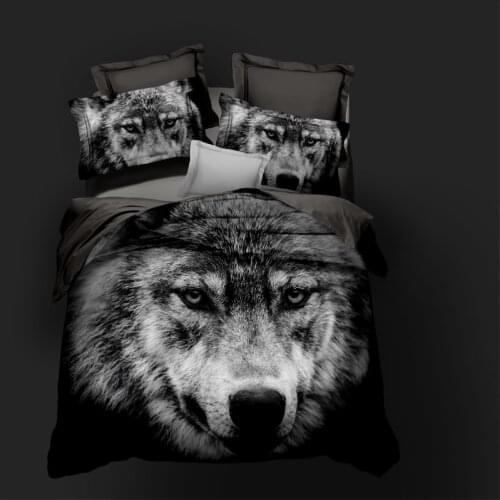 3D Duvet Cover Sets Bedding Sets Quilt Cover and Pillowslip Super King Queen Full Size Design Animal Wolf Home Textile in Stock