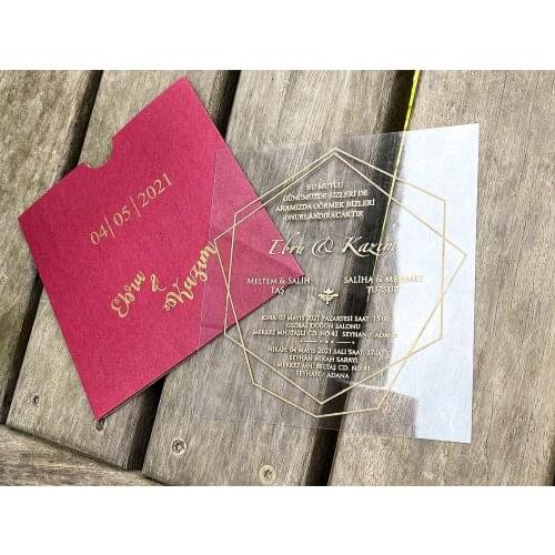50 pcs 2 Color selectable transparent wedding, wedding invitation
