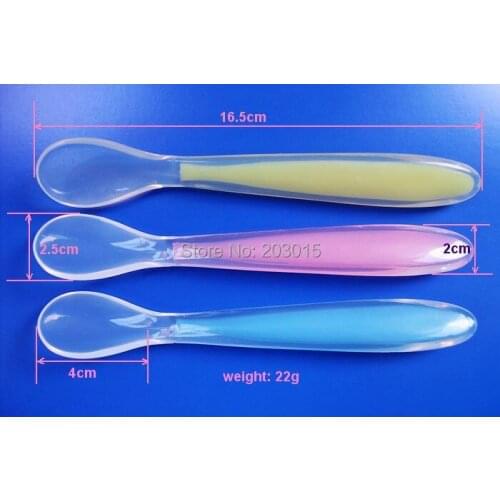 6pcs mixed 3 color BPA Free FDA Grade Baby safe Soft Silicone Feeding Spoon