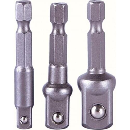 80% Hot Sale 3Pcs/Set Socket Adapter Drill Bit Hex Shank to Drive 1/4inch 3/8inch 1/2inch Socket Adapter Hand Drill Tool for Imp