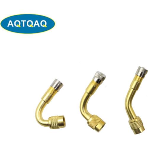 AQTQAQ 1PCs 45 Degree 90 Degree 135 Degree Angled Brass Universal Schrader Valve Stem Extension Adapter for Car Motorcycle Bike