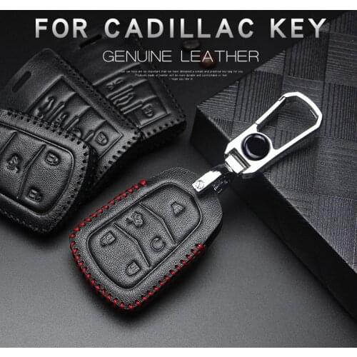 Car Leather Key Case Chain For Cadillac Escalade SRX XTS XT4 XT5 XT6 ATS CTS CT6 ATS-L 4/5 Button Remote Key Styling Cover Shell