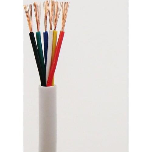 White Soft Sheath Wire 6 core 0.2, 0.3mm²through Extruding Production Signal Control Line With Oxygen Free Copper 24,22AWG 5m