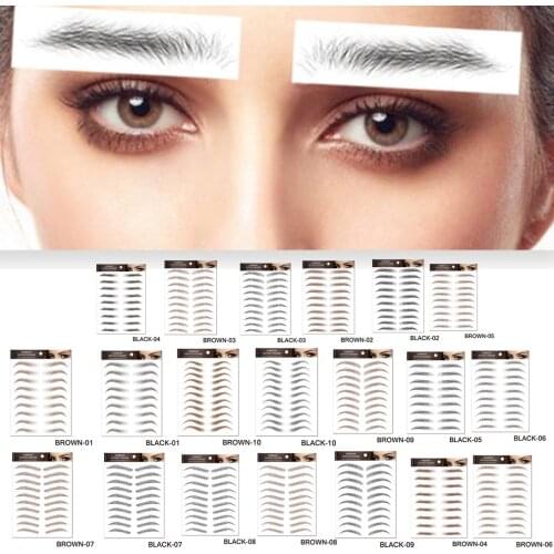 Bionic Eyebrow Stickers Simulation Waterproof Eyebrow Stickers Black Brown Water Transfer Sticker Ornaments 20 type