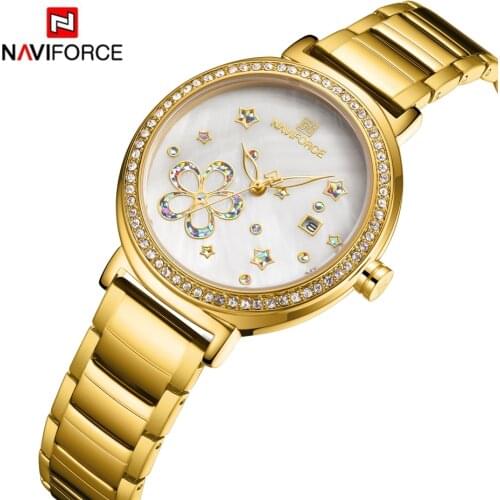 NAVIFORCE Watch for Women Simple Fashion Casual Round Stainless Steel Gift for Mother Girl Friend Clock Lady Female 2020 NF5016