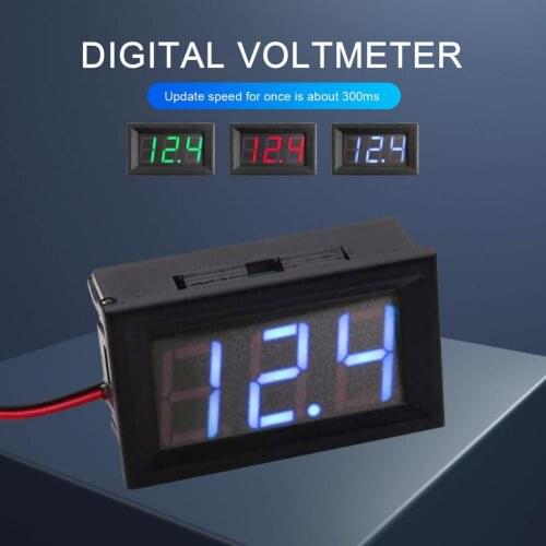 Digital Voltmeter DC 4.5V to 30V Digital Voltmeter Voltage Panel Meter Red/Blue/Green For 6V 12V Electromobile Motorcycle Car