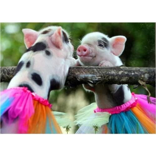 DIY Diamond Embroidery Animal Pig lover 5D Diamond Painting Cross Stitch Mosaic Pattern Full Round Rhinestone Home Decor