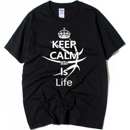 Basketball Imperial Crown Keep Calm Ball Is Life Cotton Boy Man Short Sleeve T Shirt Couple Clothes Summer ZIIART
