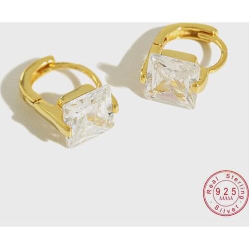 HI MAN 925 Sterling Silver French Creative Geometric Zircon Earrings Women Classic Temperament Birthday Jewelry