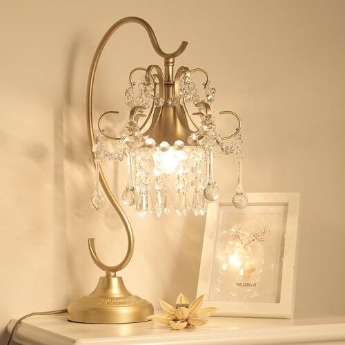 Modern French Style Crystal Table Lamps for Living Room Bedroom Bedside Light Study Crystal Desk Lamp