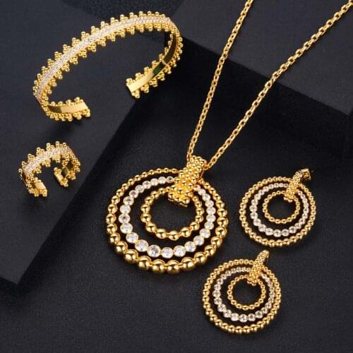 Jankelly Nigeria 4pcs Bridal Zirconia Necklace Sets For Women Jewelry sets & More Dubai Nigeria CZ Crystal Wedding Jewelry Sets