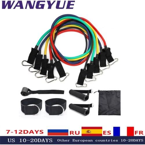 11Pcs/Set Latex Resistance Bands Gym Door Rubber Loop Tube Bands Anchor Ankle Straps With Bag Kit Set Yoga Exercise Fitness Band