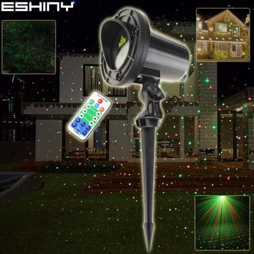 ESHINY RG Outdoor Waterproof Remote Full Stars Laser Projector Holiday Xmas Tree Wall Lighting Garden Landscape Light T79D3
