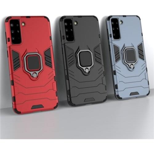 Magnetic Metal Finger Ring Holder Case for Samsung Galaxy S20 FE S21 Plus Note 20 Ultra 5G Shockproof Armor TPU Phone Back Cover