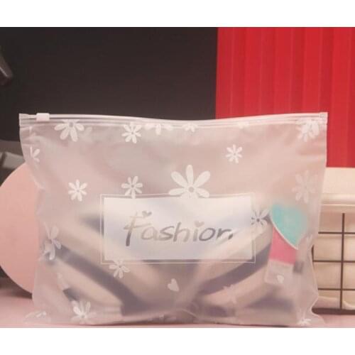 50pcs Matte Clear Plastic Storage Bag Travel Bags Zip Lock Seal Packing Pouch Bags for Underwear Socks Shorts