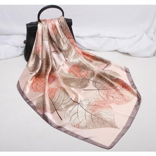 Fashion Silk Satin Hair Scarf For Women Print Hijab Scarfs Female 90*90cm Square Shawls and Wraps Headband Scarves For Lady 2019