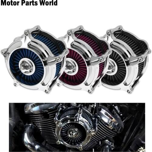 Motorcycle Chrome Air Cleaner Red/Grey/Blue Intake Filter For Harley Toruing Street Glide Electra Glide Dyna Softail Sportster