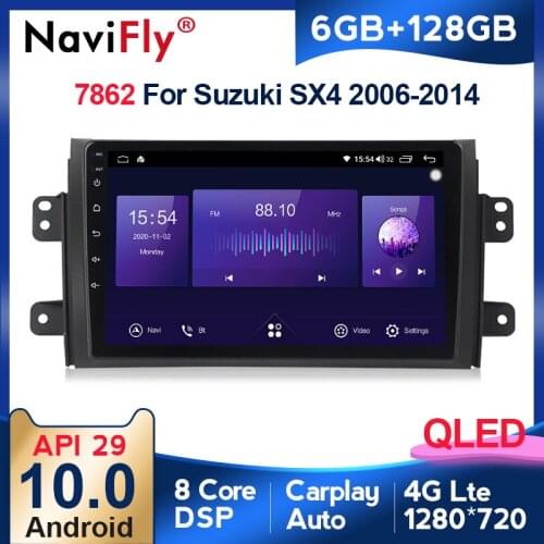 NaviFly 7862 QLED Screen 1280*720 Android 10 For Suzuki SX4 1 2006 - 2014 Car Radio Multimedia Video Player GPS Navigation