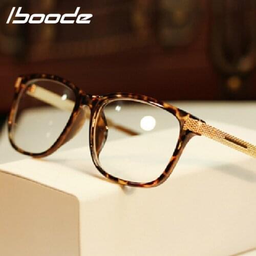 Iboode Metal Big Square Frame Glasses Women Computer Vintage Eyeglasses Luxury Brand Optical Clear Lenes For Myopia Eyewear Men