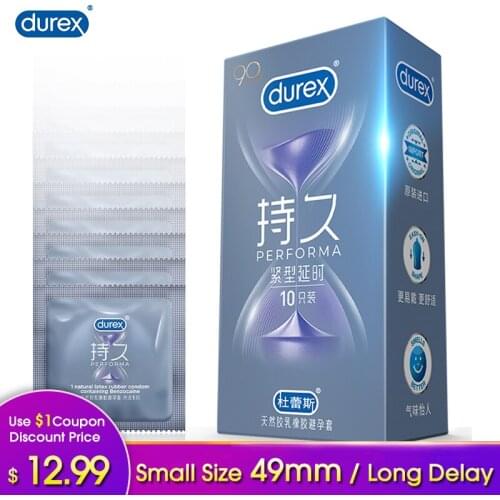 Durex Condoms for Men Small Size 49mm Safe Delay Long Lasting Extra Lubricated Close Fit Penis Condom Adult Sex Toys for Couples