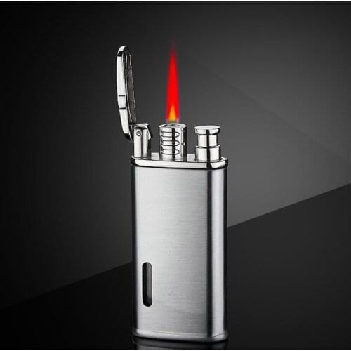 Retro Old-fashioned Red Flame Windproof Smoking Cigarette Lighter Strong Firepower Cigar Mosquito Coil Lighter Zinc Alloy Metal