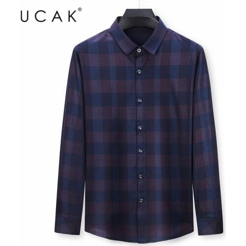 UCAK Brand Long Sleeve Striped Shirt Men Clothes Spring Autumn New Tops Turn-down Collar Streetwear Shirts Clothing Homme U6115